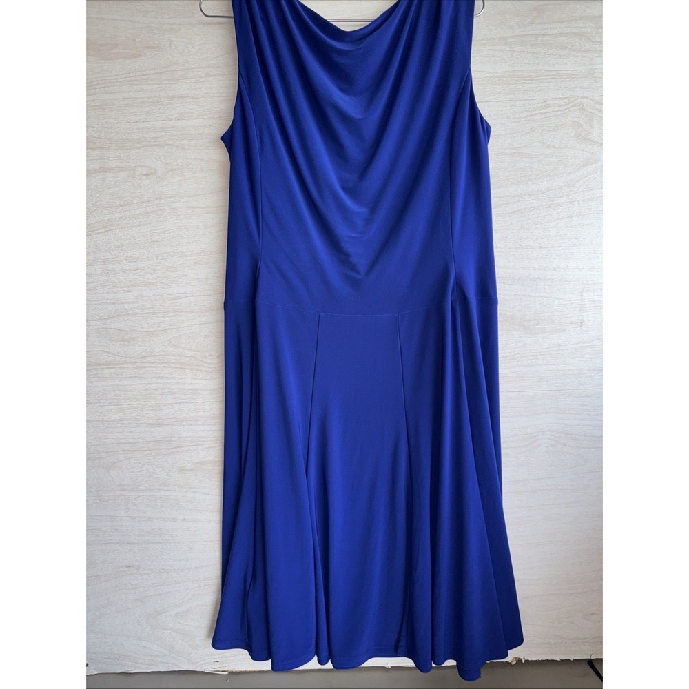 Lauren Ralph Lauren blue sleeveless Cowl Neck Dress Sz 16 - Picture 7 of 7